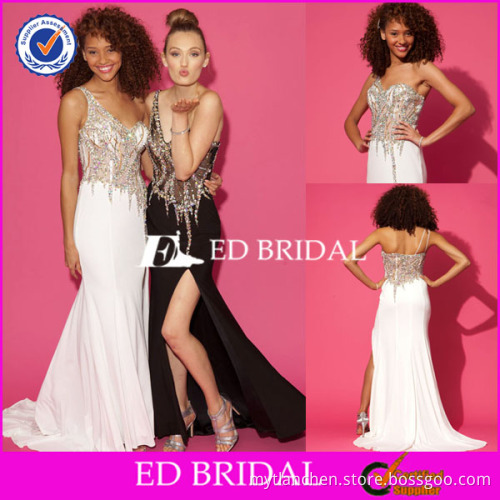 2564 One Shoulder Long Tight Prom Dresses Sexy Side Slit Open Back Hot Pink And Black Prom Dresses